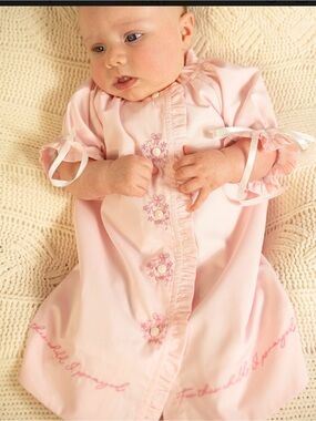 NWT THE YELLOW LAMB Pink Baby Sleep Gown - Soft Pink Infant Pajama